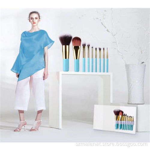 Sky Blue Makeup Brush set, Double Color Synthetic Hair, Suitable for Women Girls